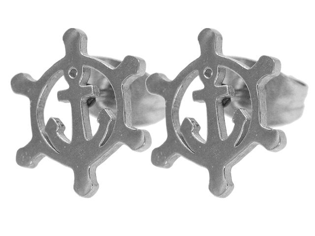 Edelstahl SET (Collier + Ohstecker) Steuerrad