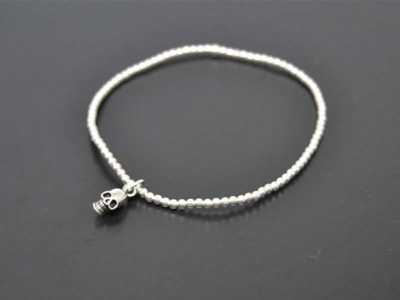 Kugelarmband mit Anhänger Totenkopf (18.5 cm) (2.0 mm)