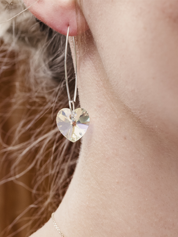 Ohrhänger und Anhänger Set Herz mit Premium Crystal - Crystal Mix