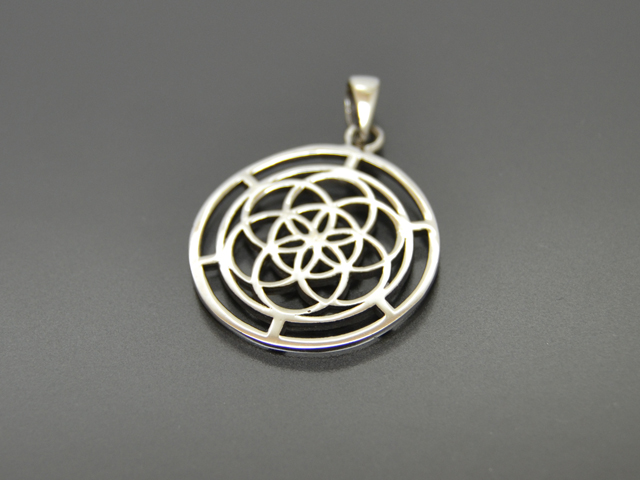 Anhänger Ei des Lebens, Blume des Lebens aus Sterlingsilber