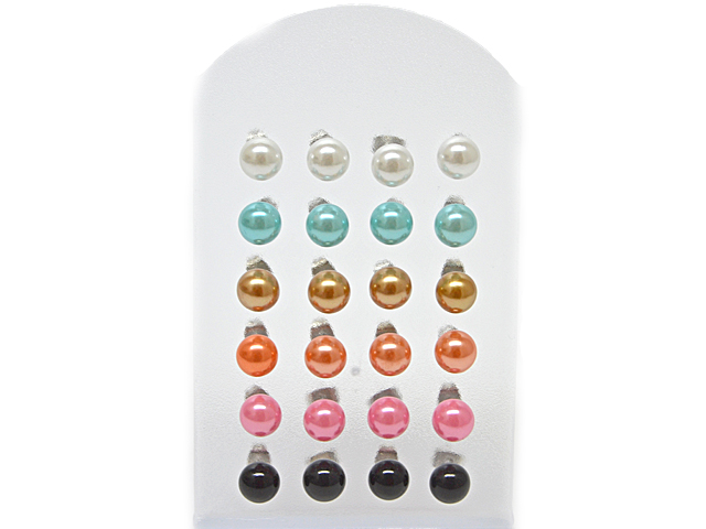 Display Perlenohrstecker (8 mm) aus Chirugenstahl (12 Paar)