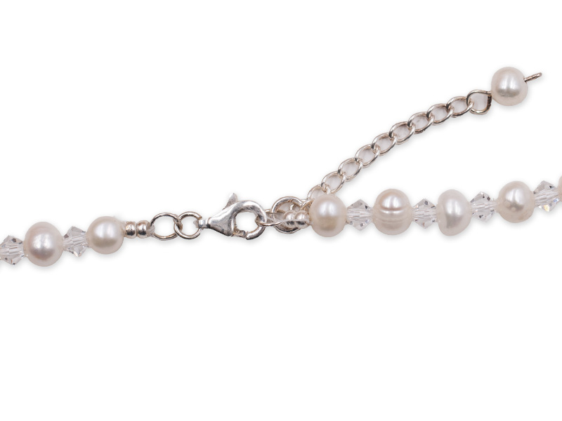 Kette mit Süßwasserperlen und Premium Crystals (42 cm + 3.0 cm)