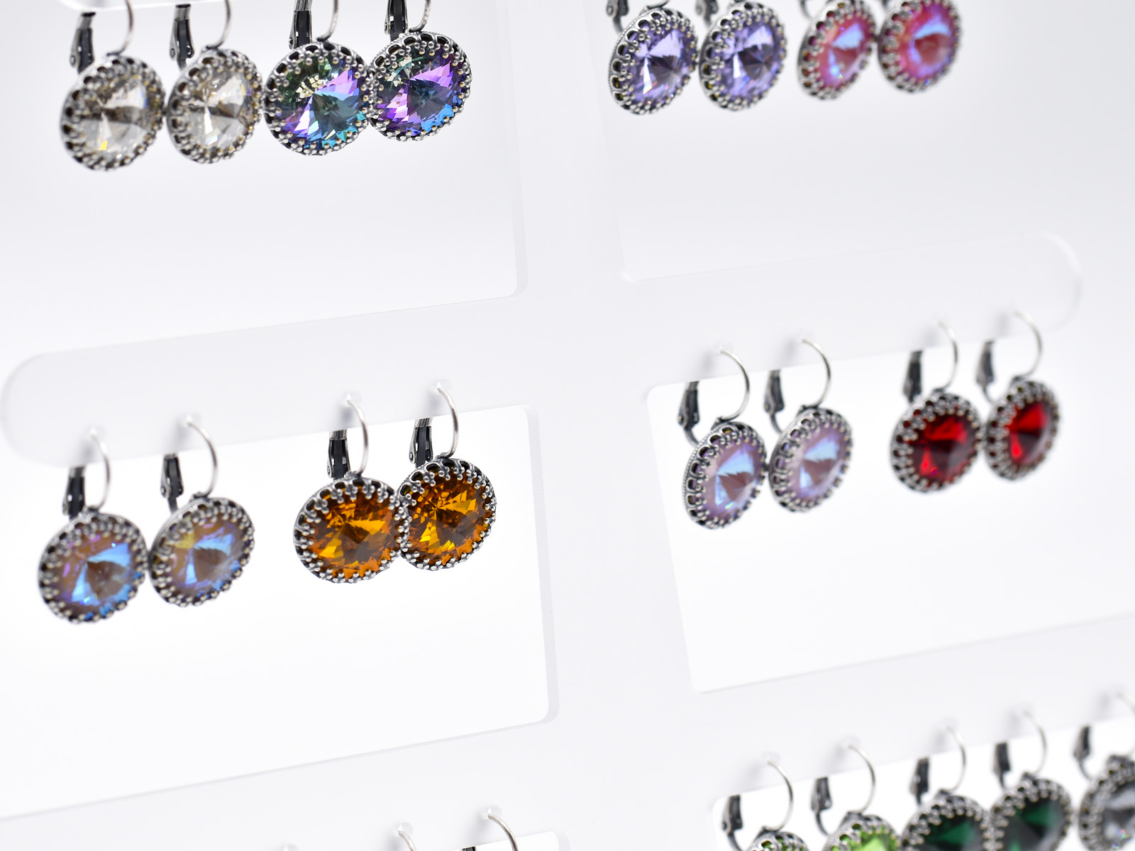 Display Ohrhänger Bohemian mit Premium Crystal in 14 mm (14 Paar)