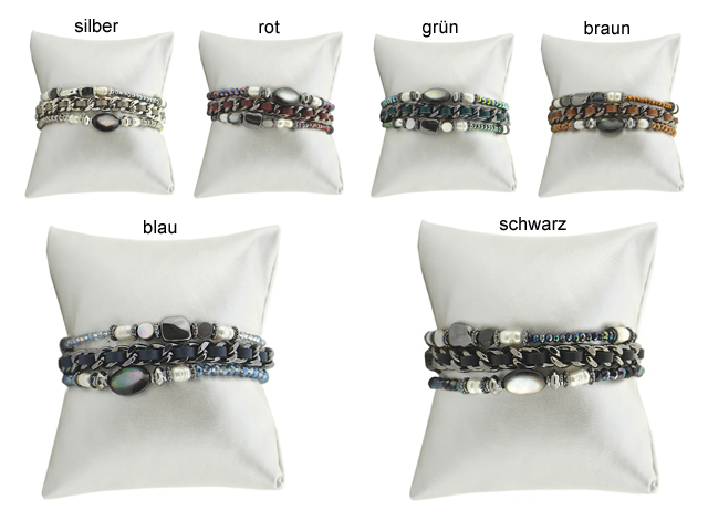 Armband mit Echsteinen und Süßwasserperlen (19 cm)