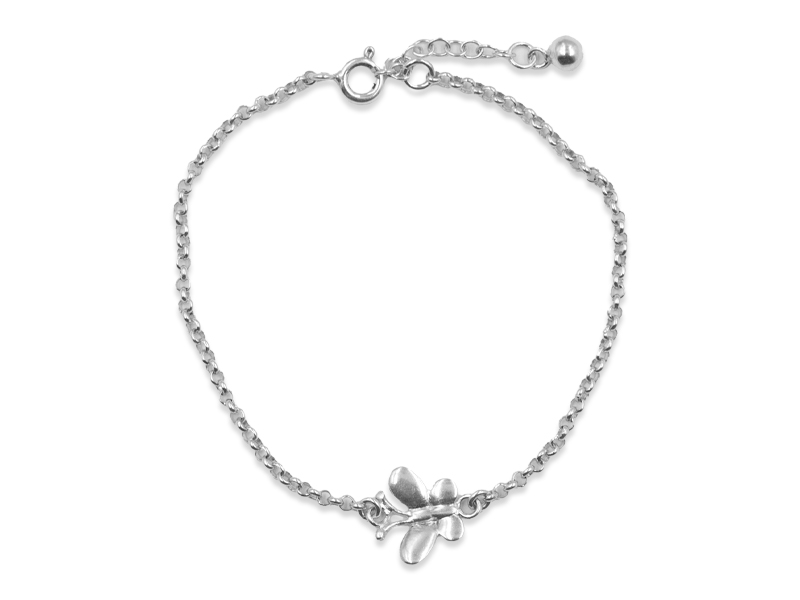 Erbsarmband mit Schmetterling (16.5 cm + 2.5. cm) (2.0 mm)
