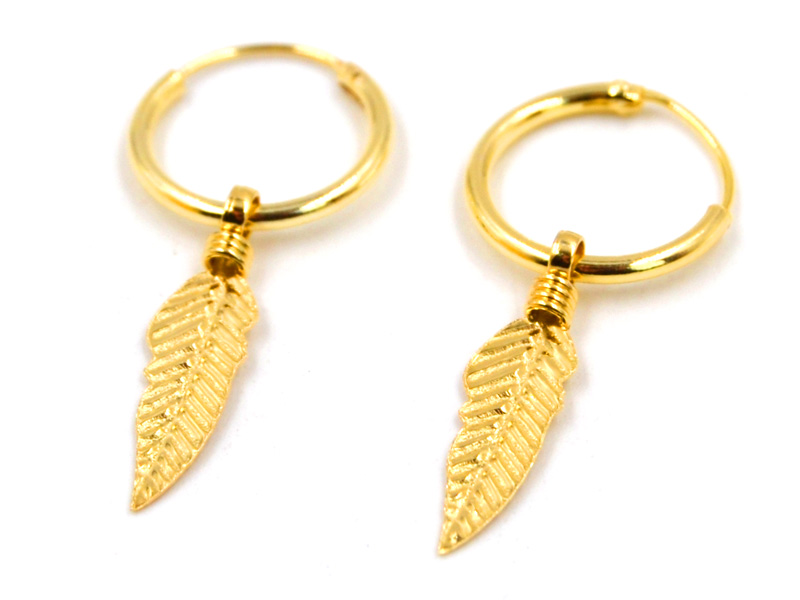 Creolen mit Feder (1.2 mm x 9.5 mm) vergoldet