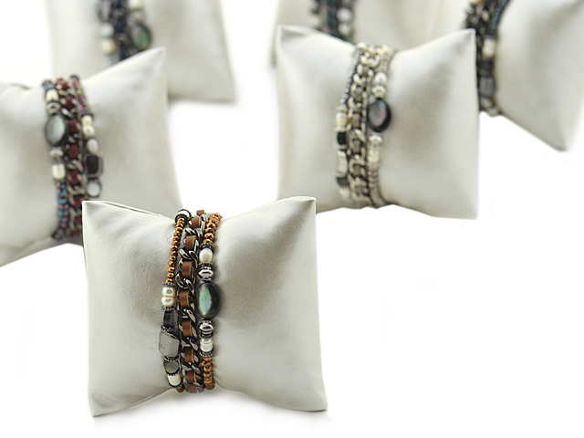 Armband mit Echsteinen und Süßwasserperlen (19 cm)