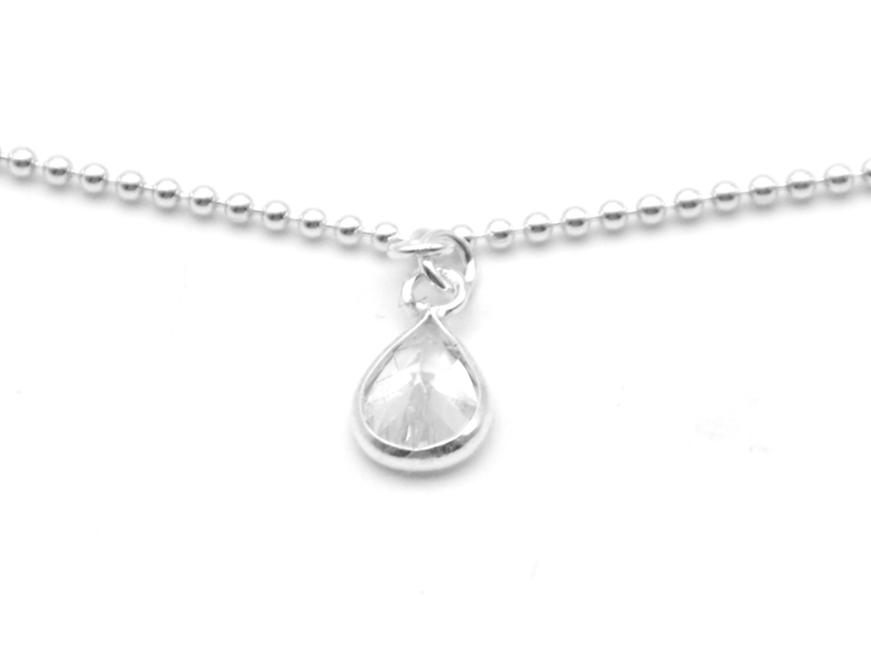 Kugelkette mit Zirkonia - Tropfen (41 cm) (1.2 mm)