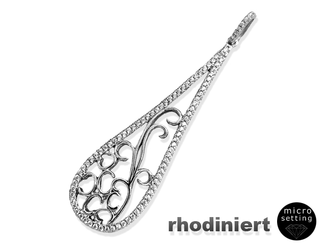 Anhänger Tropfen, rhodiniert