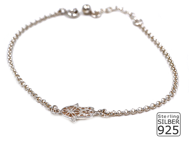 Erbsarmband mit Hand der Fatima (17.5 cm + 3.0 cm) (2.0 mm)