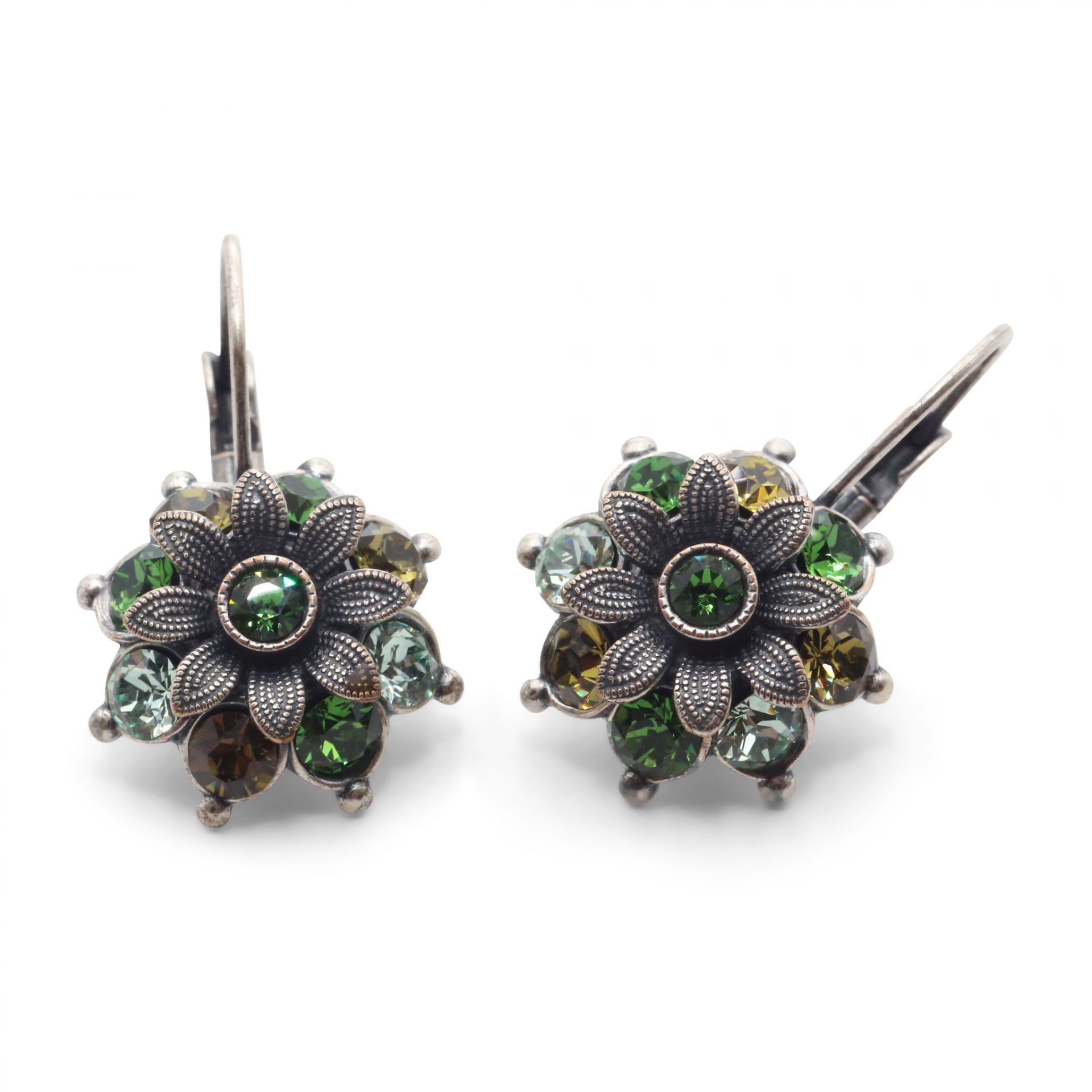 Ohrhänger Blüte mit Premium Crystal - Grün Mix
