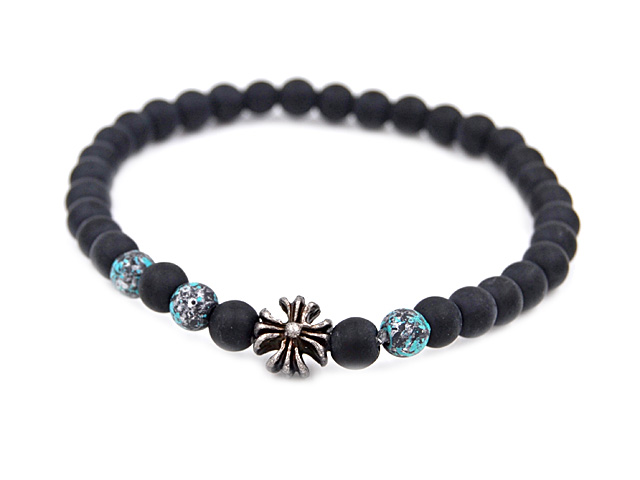 Echtsteinarmband mit Anhänger Blume (18 cm)