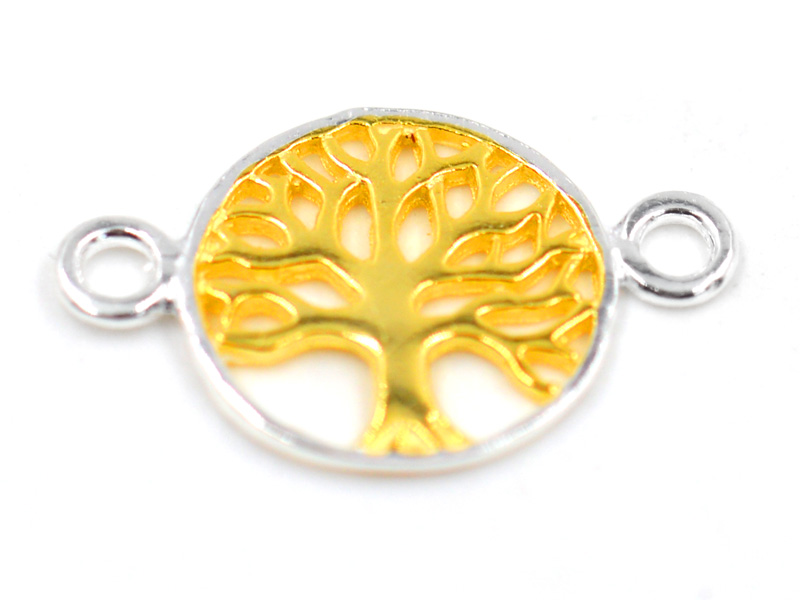 Anhänger Baum des Lebens mit Doppelöse vergoldet