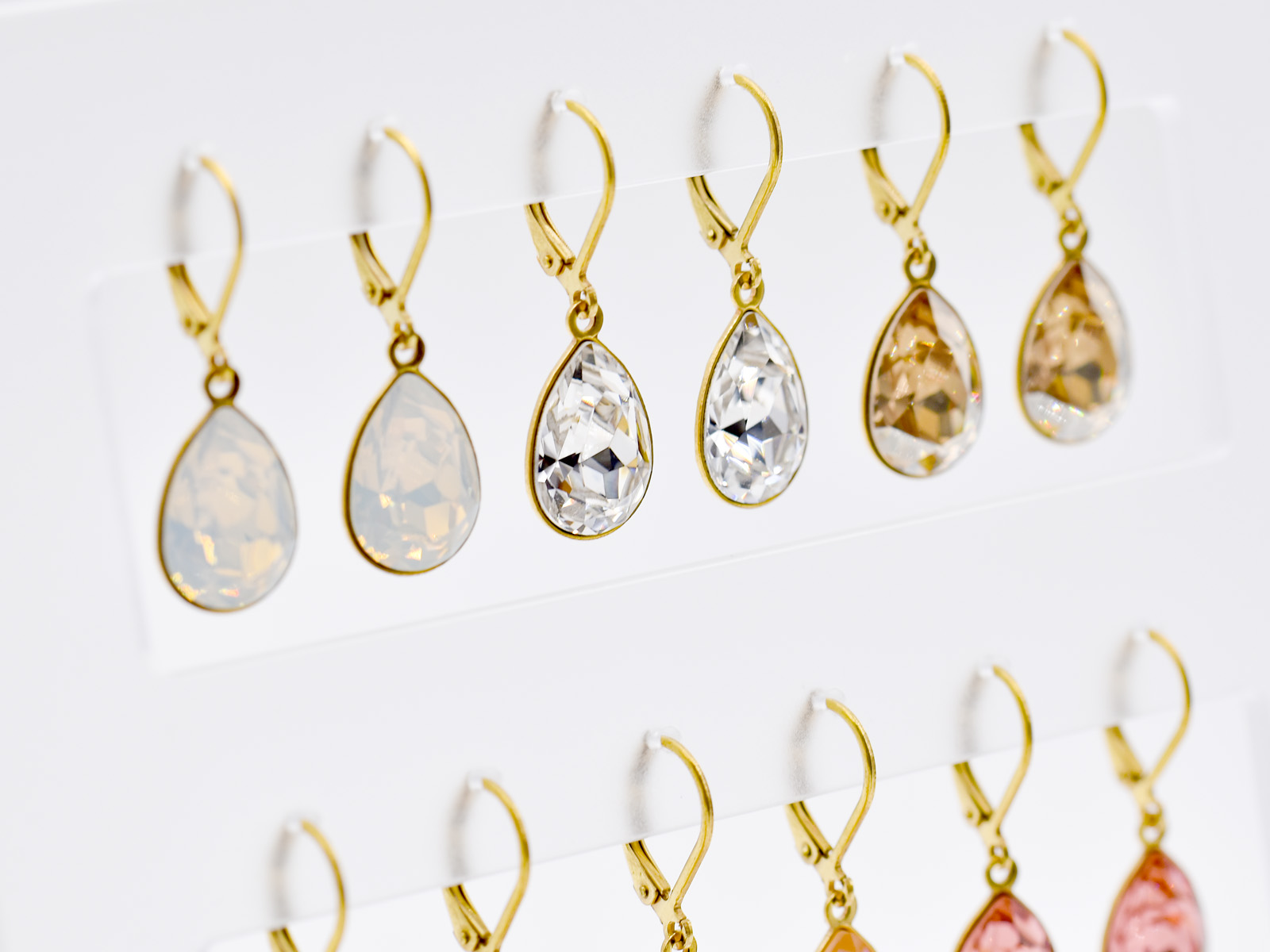 Display Ohrhänger Tropfen mit Premium Crystal (12 Paar) vergoldet - Basic Edition