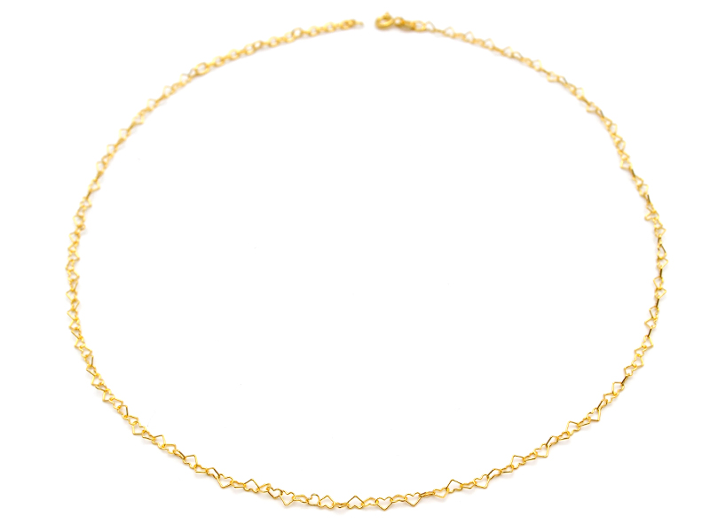 Gliederkette Herzen (3 mm) (45+5cm) vergoldet