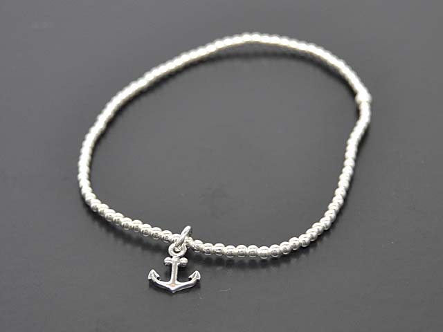 Kugelarmband mit Anhänger Anker (18 cm) (2.0 mm)