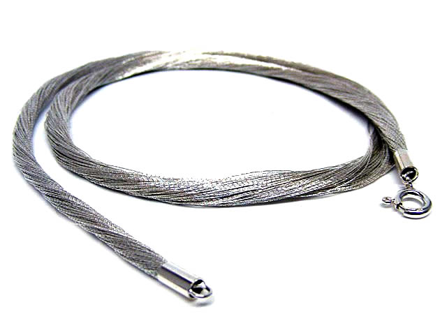 Seidenband mit Silberverschluss (45 cm) (3 mm)