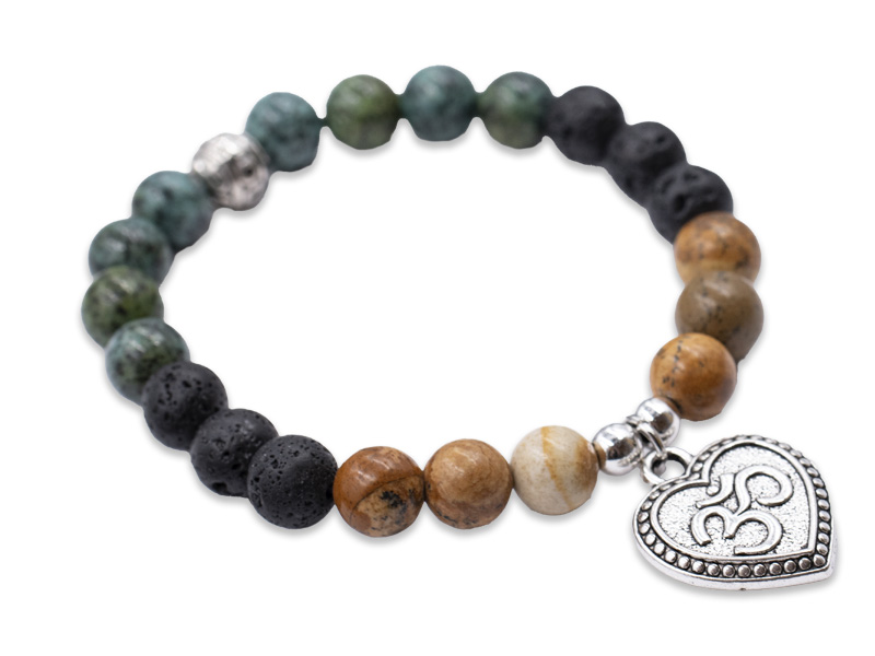 Echtsteinarmband mit Anhänger Herz (18 cm)