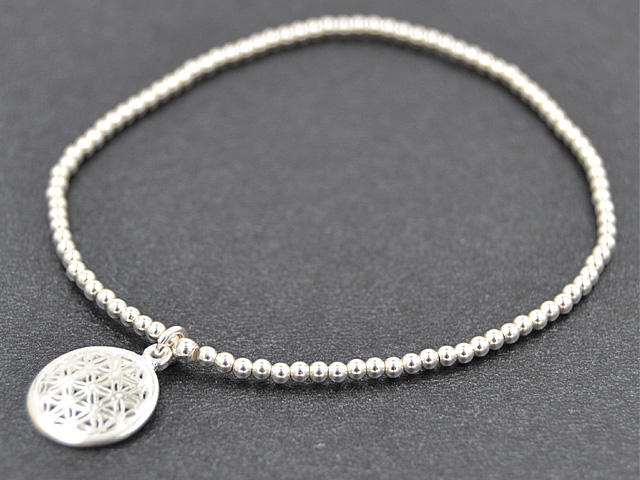 Kugelarmband mit Anhänger Blume des Lebens (18.5 cm) (2.0 mm)