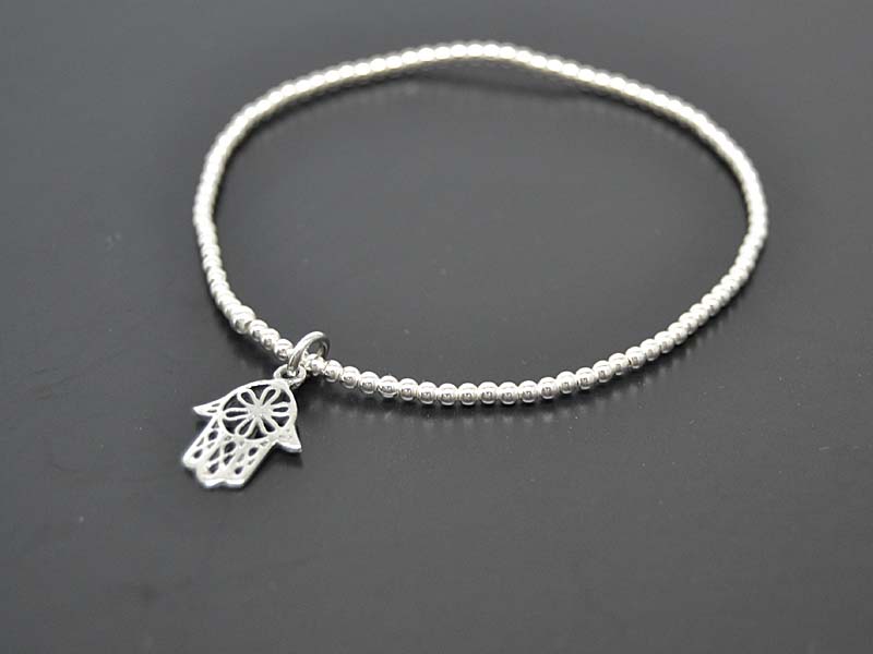 Kugelarmband mit Anhänger Hand der Fatima (18 cm) (2.0 mm)
