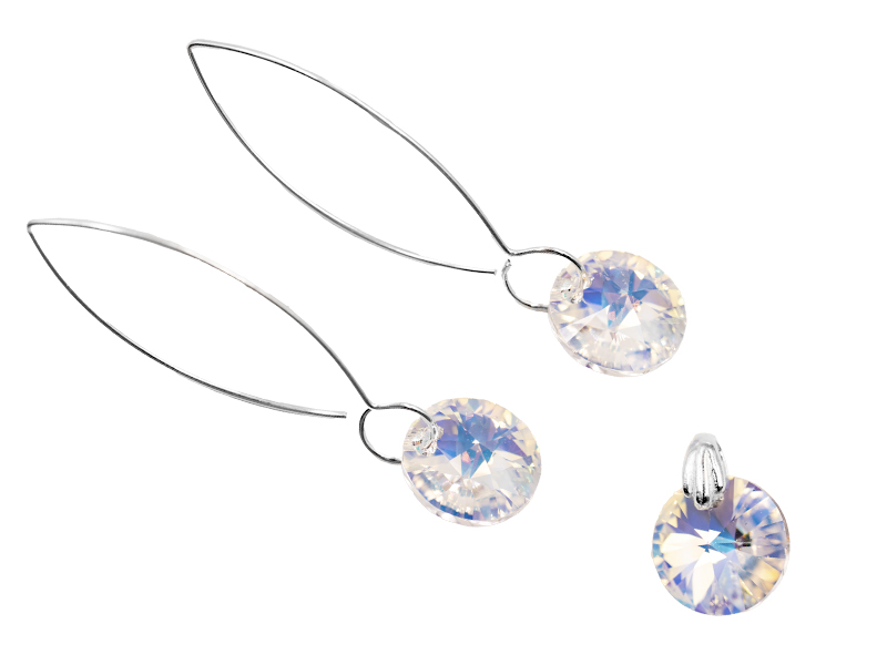 Ohrhänger und Anhänger Set Kreis mit Premium Crystal - Crystal Mix