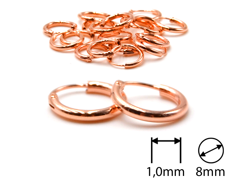 Creolen (1.0 mm x 8.0 mm) (10 Paar) rosévergoldet