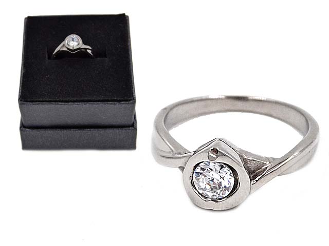 Edelstahlring "Heart" mit Zirkonia