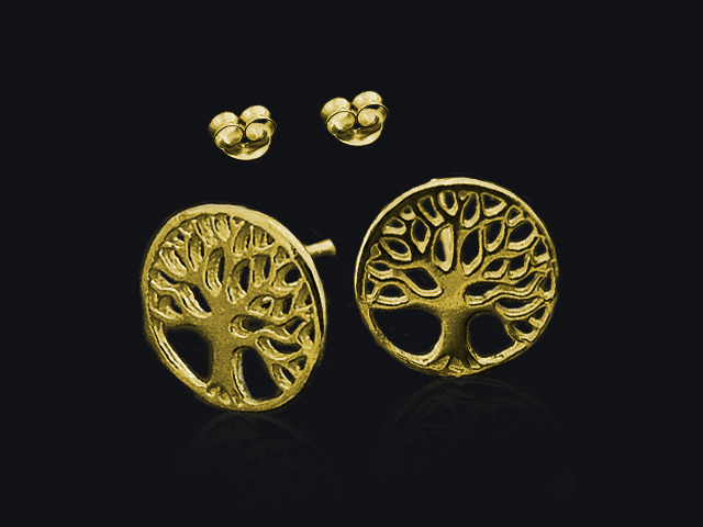 Ohrstecker "Baum des Lebens" vergoldet (10mm)