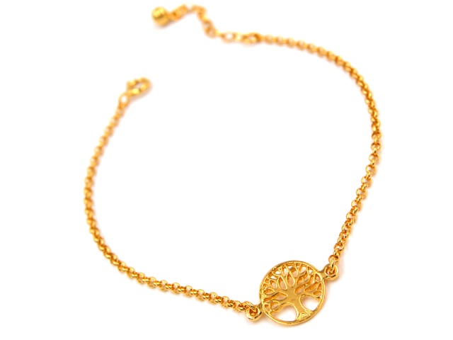 Erbsarmband mit Baum des Lebens (17.5 cm + 3.0 cm) (2.0 mm) vergoldet