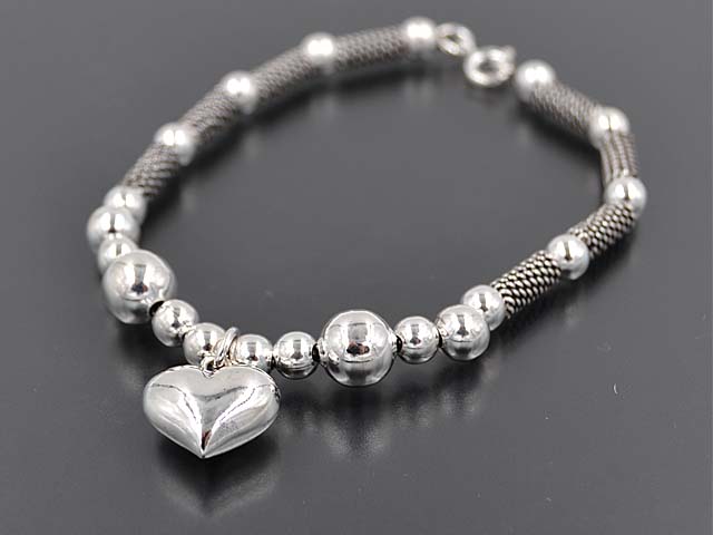 Bali Armband mit Anhänger Herz (18.5 cm) (5.0 mm bis 8.0 mm)