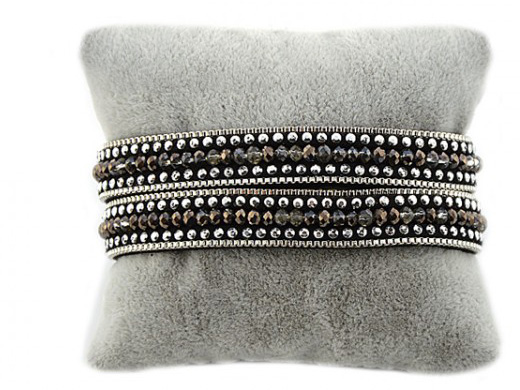 Alcantara-Armband mit Strasssteinen (36.5 cm)