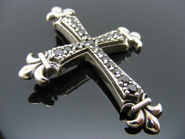 Anhänger Kreuz, Onyx, Zirkonia