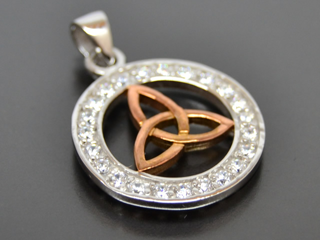 Anhänger Triskele rosévergoldet aus 925er Sterlingsilber, Zirkonia