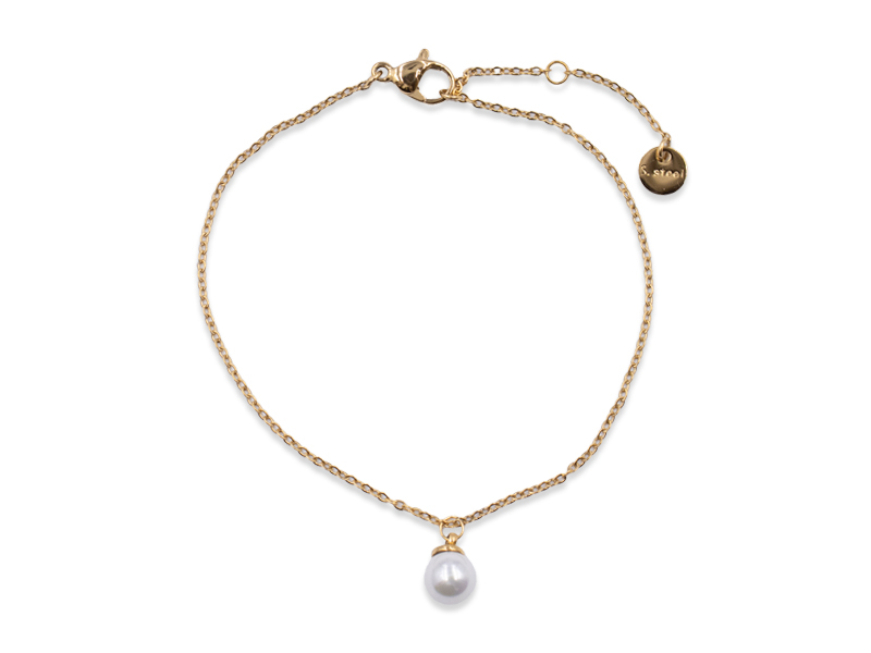 Ankerarmband mit Süßwasserperle (17 cm + 3.0 cm) Gold Optik