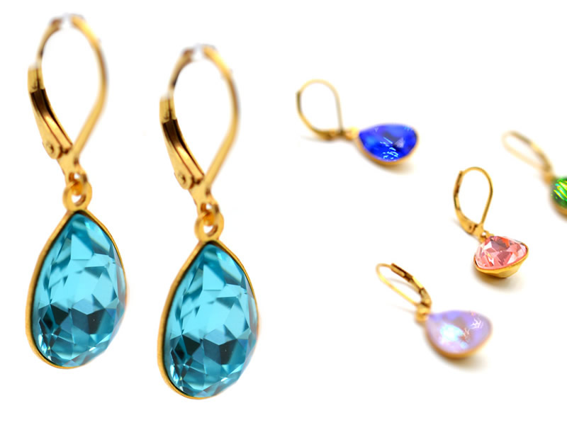 Ohrhänger Tropfen mit Premium Crystal vergoldet