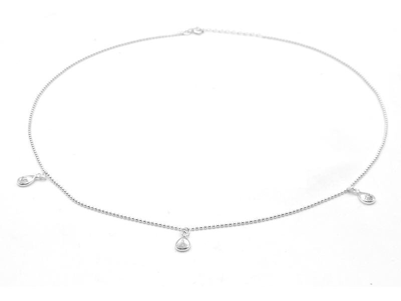 Kugelkette mit Zirkonia - Tropfen (41 cm) (1.2 mm)