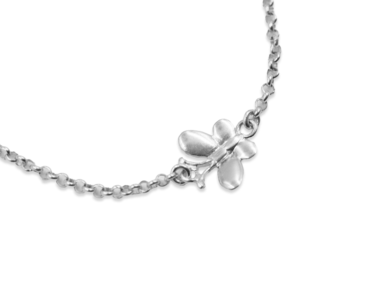 Erbsarmband mit Schmetterling (16.5 cm + 2.5. cm) (2.0 mm)