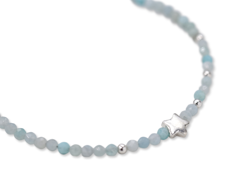 Echtsteinarmband mit Stern (16.5 cm + 3.0 cm) (2.4 mm)