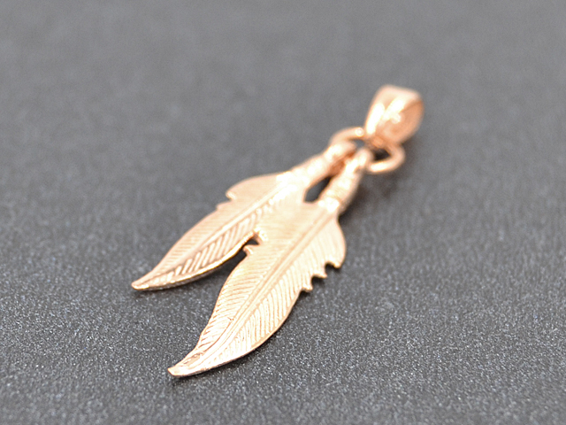 Anhänger Doppel Feder, rosévergoldet