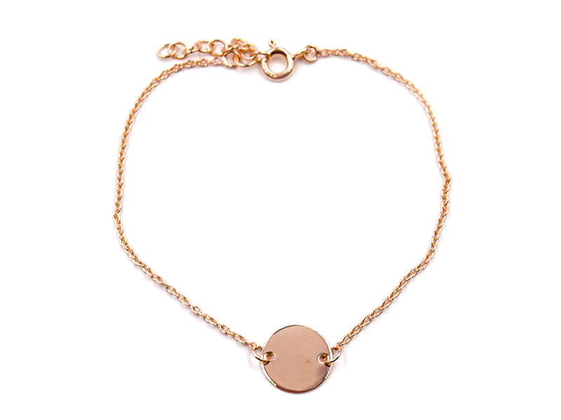 Ankerarmband mit Gravurplatte (18 cm) (1.4 mm) rosévergoldet