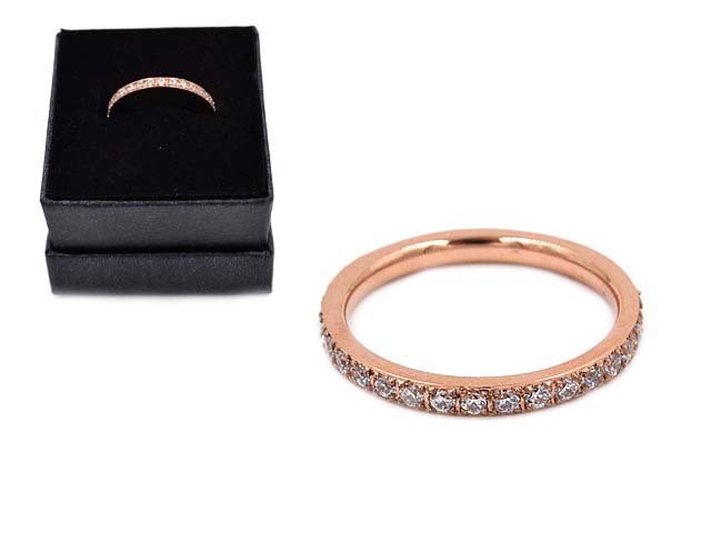 Memoire Ring aus Edelstahl mit Zirkonia, rosevergoldet (Boxed)