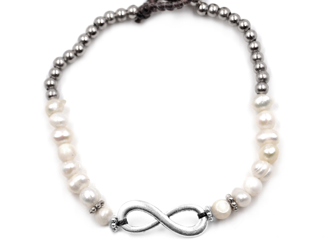 Armband Infinity mit Süßwasserperlen (17 cm + 2.0 cm)