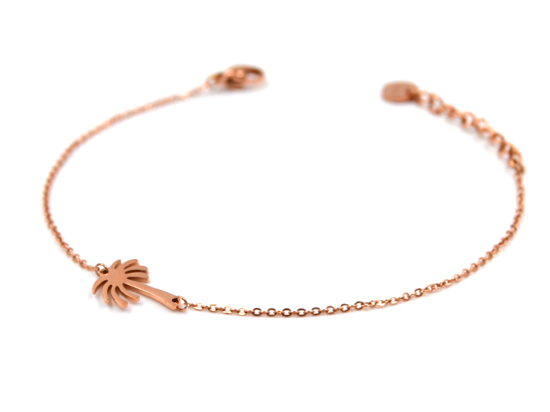 Edelstahlarmband mit Palme in rose gold (17cm+5cm)