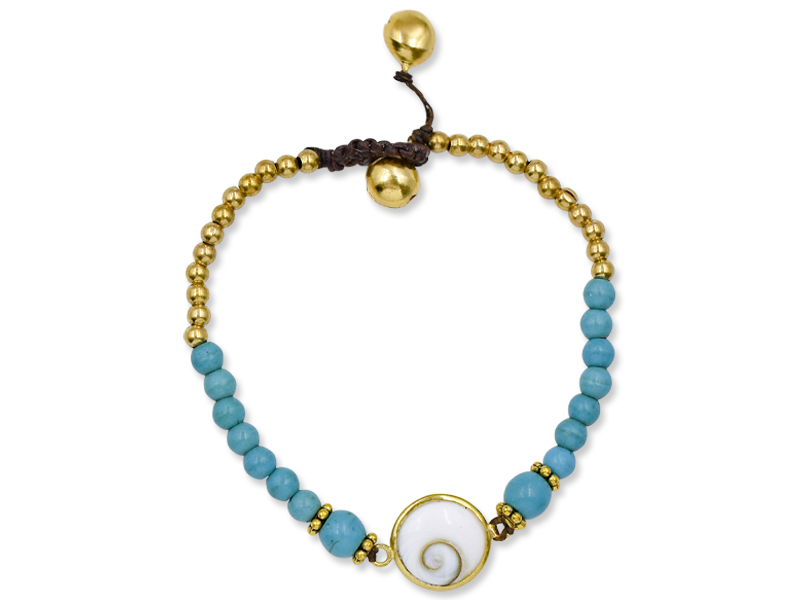 Echtsteinfußkette mit Anhänger Shivas Eye (24 cm + 1.0 cm)