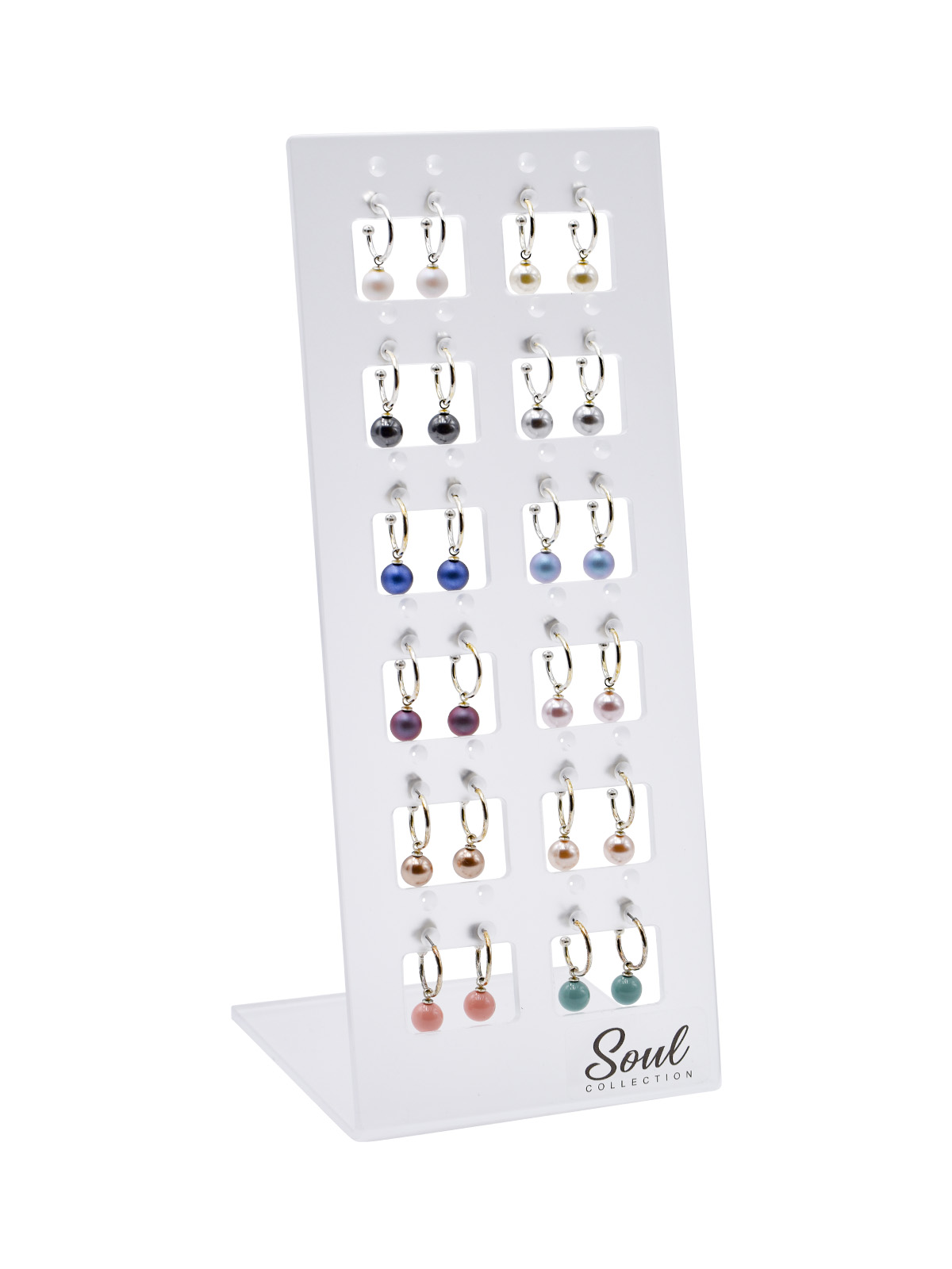 Display Creolen "Pia" mit 8 mm Perle, versilbert