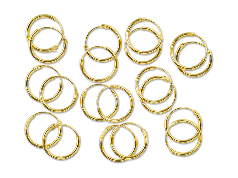 Creolen (1.5 mm x 12 mm) (10 Paar) vergoldet