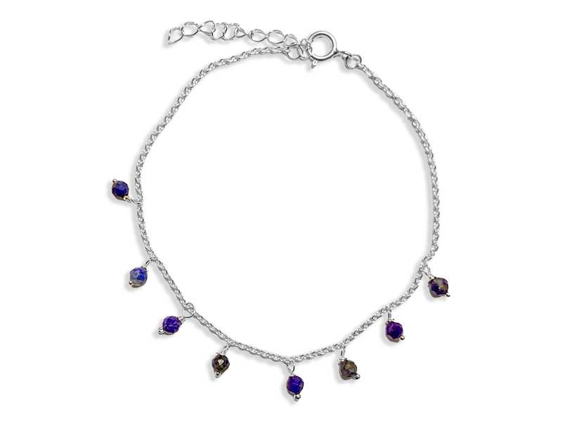 Armband mit Echtsteinperlen "dunkelblau" (16.5 cm + 3 cm)