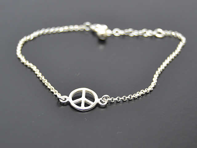 Erbsarmband mit Peace Symbol (17.5 cm + 3.0 cm) (2.0 cm)