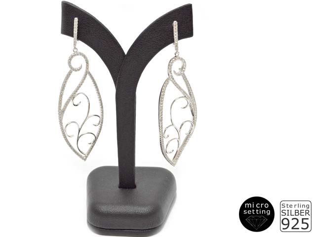 Ohrhänger Tropfen, rhodiniert