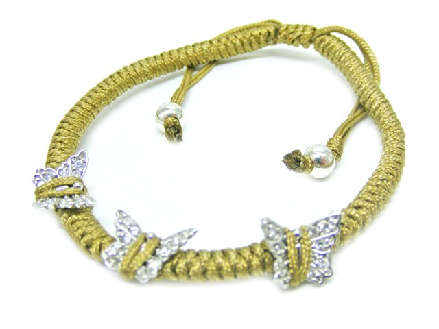 F.-Armband mit 3 Schmetterlinge und Steine